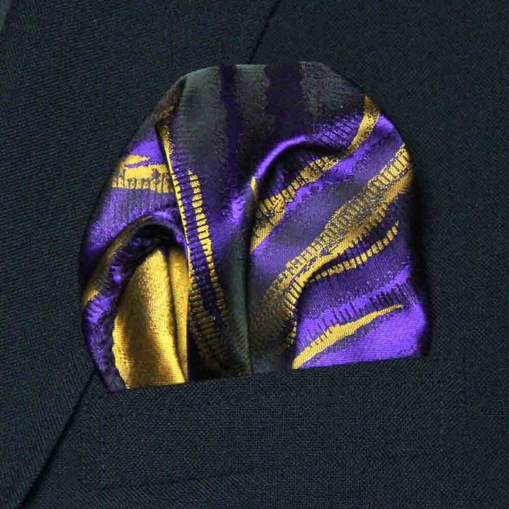 Gascoigne Pocket Square Purple Gold Men's
